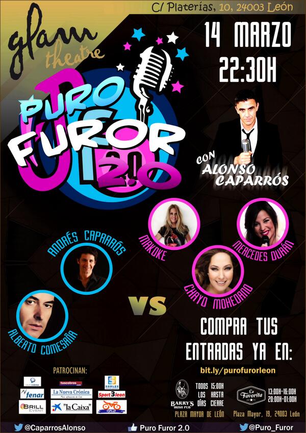 Puro_Furor's tweet photo. Esta noche se lía en LEÓN!

Consigue tu entrada en puerta, en el Barry's, en La Favorita o en http://t.co/NYmeqLUHpg! http://t.co/IBmQLTDrGQ