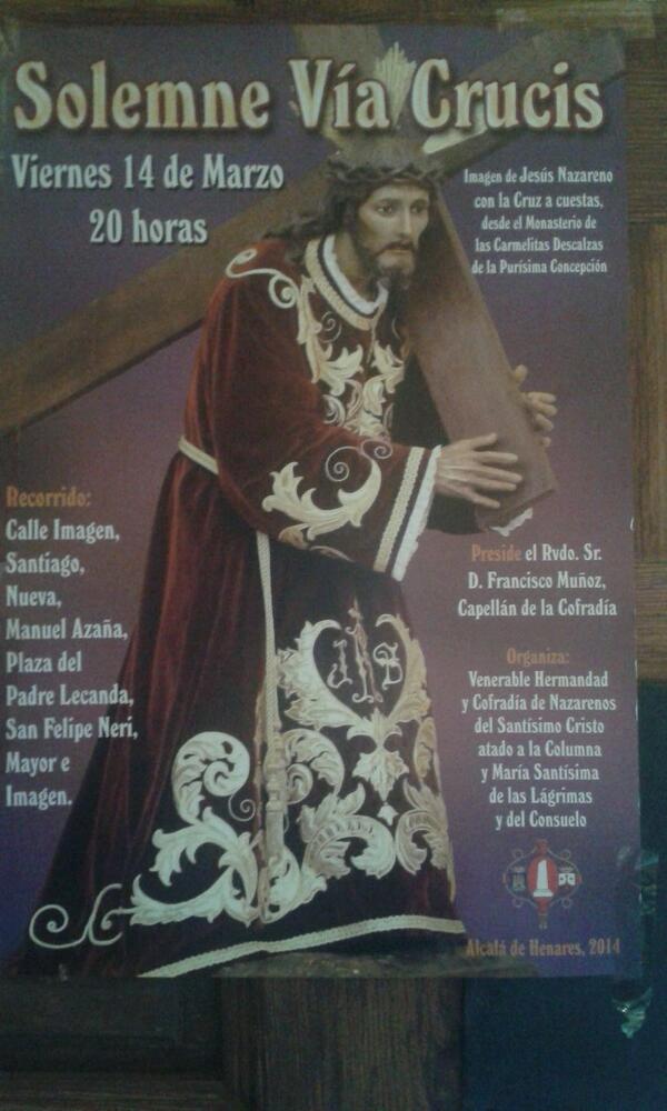 Hoy Eucaristia a las 19h en el Convento,a las 20h Via Crucis con la imagen del Nazareno <a href="/ColumnaLagrimas/">Columna y Lágrimas</a> @AMlacolumna