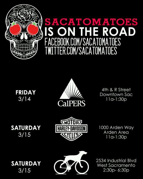 SACATOMATOES's tweet photo. Enjoy a rockin lunch with us DOWNTOWN! We'll be at CalPERS (4th &amp; R)  from 11-130p. See you there! #sacramento http://t.co/Y0Qvx3Ms8J
