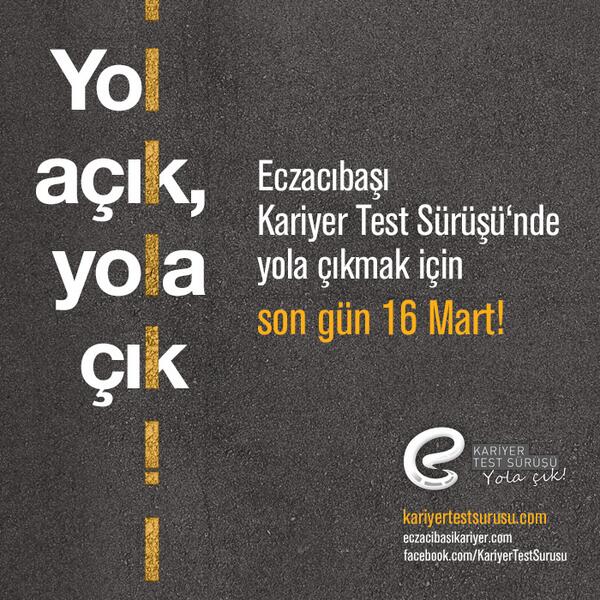 Kariyer Test Sürüşü'ne son başvuru tarihi 16 Mart! <a href="/Eczacibasi/">Eczacıbaşı</a> kariyertestsurusu.com // eczacibasikariyer.com