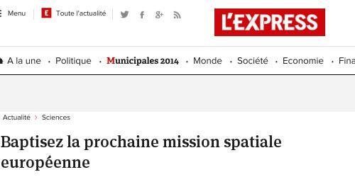RouteurNews's tweet image. Baptisez la prochaine #missionspatiale européenne  routeurnews.com/bAf