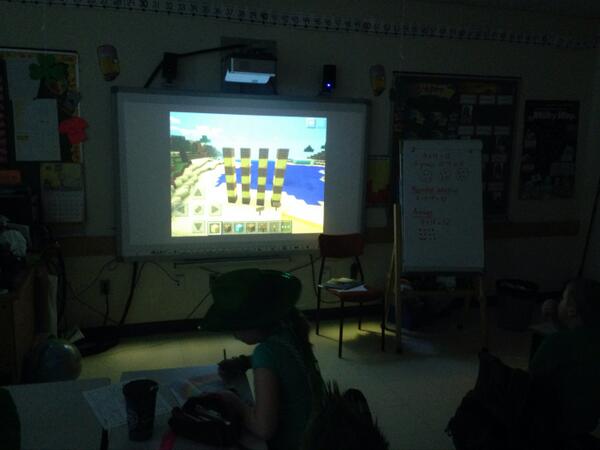 Grade 3 students showing their multiplication arrays that they made on Minecraft. One way to learn to multiply!