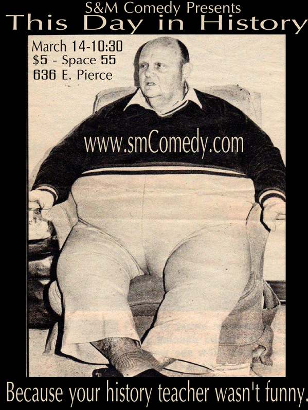 SMComedySucks's tweet photo. Tonight at @Space55, This Day in History. 10:30pm and $5. All proceeds go back to Space 55. http://t.co/3QlLsIHfLv