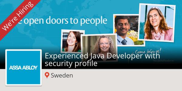 ASSAABLOYAMERIC's tweet photo. Now hiring a Experienced Java Developer with security profile (Sweden) http://t.co/FUWWlpIeNB #job http://t.co/JrVI8fUTIV