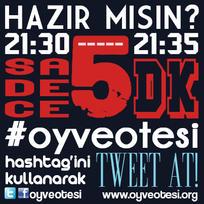 OyveOtesi's tweet photo. Sandığınıza sahip çıkın! 21:30-21:35 arasında #oyveotesi hashtag'iyle tweet atalım, #oyveotesi 'ni TT'ye çıkaralım! http://t.co/CLu0BDKc5P