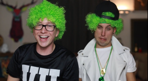 tyleroakley's tweet photo. one hour until a SLOPPY st. patrick's day collab with the one and only @SawyerHartman... WHO IS READY? http://t.co/DC7qT2NaHP