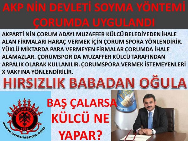 rt<a href="/oyyokhirsiza/">Hırsıza Oy Yok</a> AKP NİN DEVLETİ SOYMA HAMLESİ ÇORUMDA DA UYGULANDI  @Corum_Haber <a href="/CorumHaber19/">Çorum Haber Gazetesi</a> <a href="/corumtv/">Çorum Radyo Televizyonu - ÇRT</a> <a href="/hakimiyet19/">Çorum Hakimiyet</a>