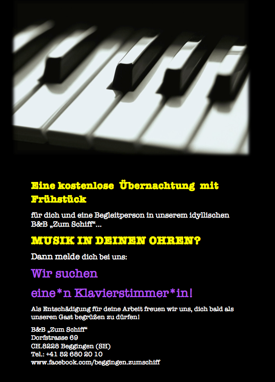 Zum_Schiff's tweet photo. Please RT! Suchen #Klavierstimmer / #Klavierstimmerin! Für die Hilfe gibt es eine kostenlose Übernachtung! #Hilfe http://t.co/O7wLQnwaeX