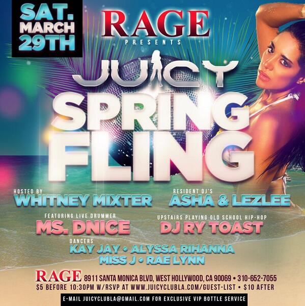 JuicyClubLA's tweet photo. Ladies! Make a note of the date:
The next Juicy is Sat March 29th
It's a Spring Fwd due to #dinah2014 http://t.co/LCdYGjalni