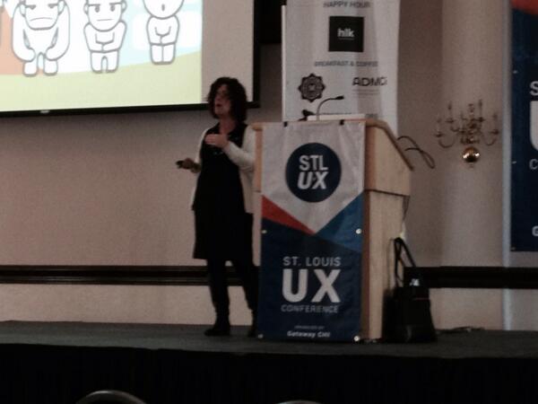 dgcooley's tweet photo. .@loistweet warms up the big stage for @lukew at #stlux. http://t.co/a1tjszuG9f