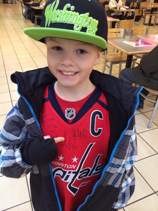 wadegarriock's tweet photo. Kai got his autograph from All Star  @ovi8 thanks, my little guy feels like an all star! See ya tonight behind bench! http://t.co/l7a5XbnJtL