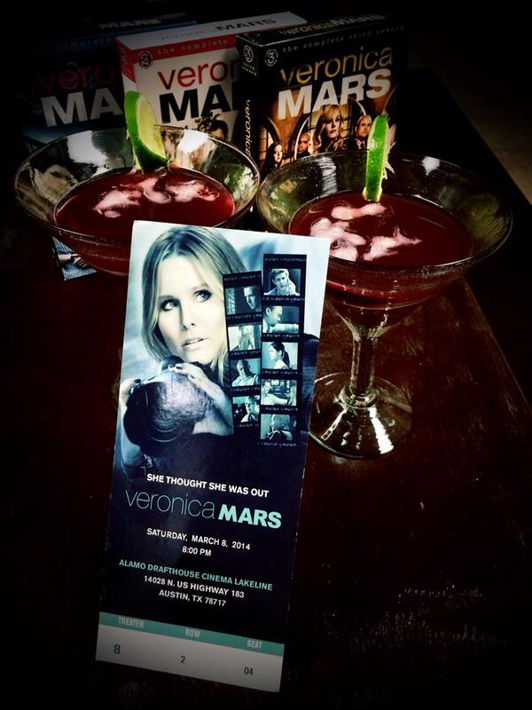 alliarcher's tweet photo. Celebrating the movie with a special commemorative drink. We call it the "Veronica Mars-tini"! @veronicamars http://t.co/GRybJvCrFO