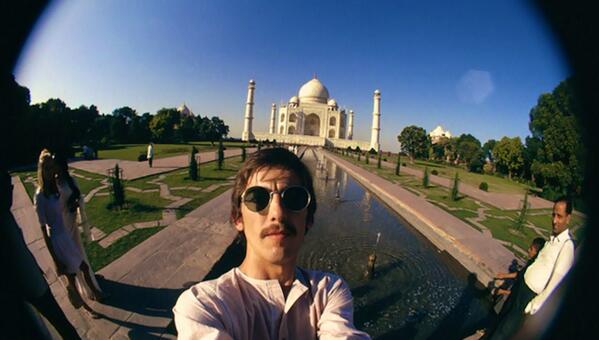 Here is 23-year-old George Harrison's 1966 selfie at Taj Mahal, India:  #Wells