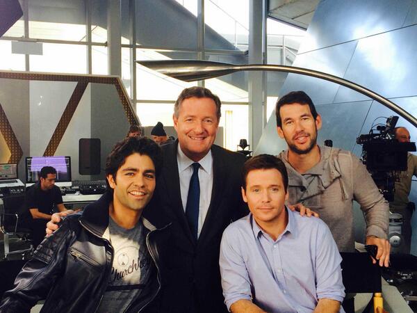 piersmorgan's tweet photo. It's a wrap. Thanks for all the fun, chaps. #EntourageMovie @adriangrenier @mrkevinconnolly @mrdougellin http://t.co/nIWoVdpcAI
