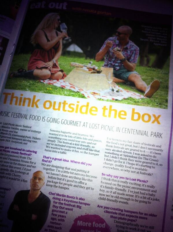 RenataGortan's tweet photo. @morryt chats gourmet hampers &amp; festival food ahead of @lostpicnic in today's @dailytelegraph http://t.co/PFwRCAm7fm