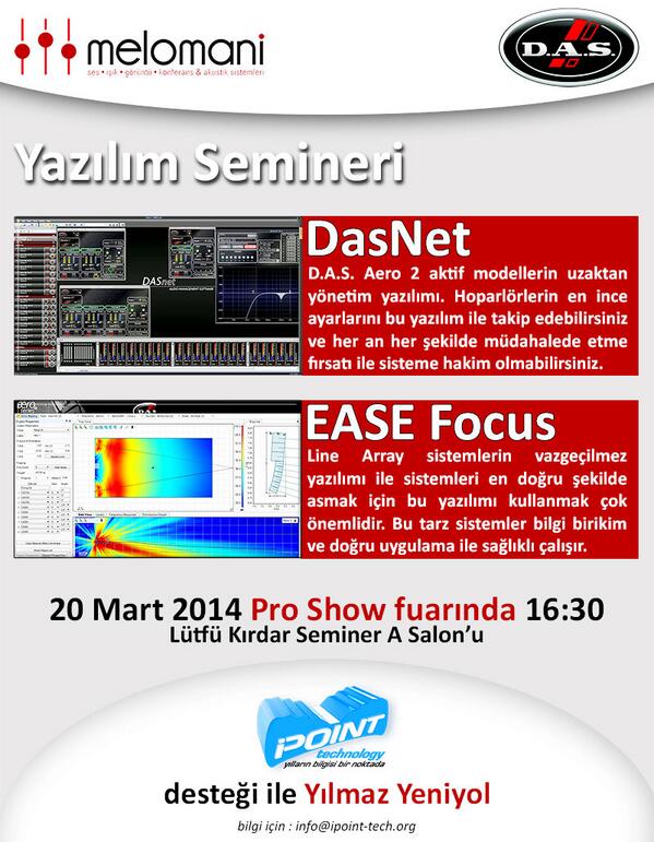 yilmazyeniyol's tweet image. Yazılım Semineri DAS Audio, DASNet ve EASE Focus..