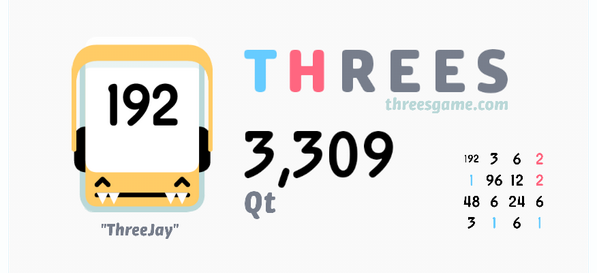 QU3NT1NP's tweet photo. I just scored 3,309 in @ThreesGame! http://t.co/ZqyxXQje3A http://t.co/FKBK7LTBB8