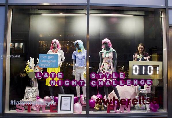 VisitGlasgowSCO's tweet photo. The fashion blogger to win this wk's #latenightstyle challenge is @frocktrade - WELL DONE! Her winning spring style > http://t.co/IUNpckBaDi