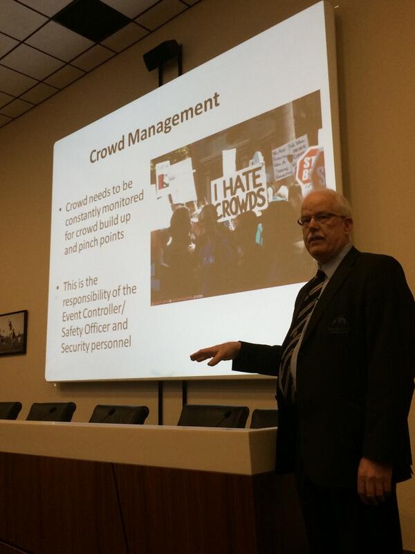 ICVES's tweet image. Fantastic talk by @CrokePark Assist. Chief Steward on venue crowd management and safety #ICVES14