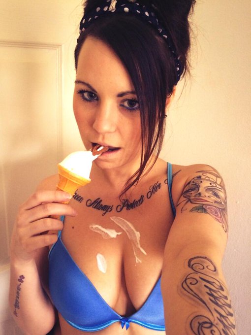 Loving the weather #selfie #icecream #CandyCrib #tattooedwomen http://t.co/uveKSLvNR1<a href="/tag/selfie"class="tags">#selfie</a><a href="/tag/icecream"class="tags">#icecream</a><a href="/tag/candycrib"class="tags">#CandyCrib</a><a href="/tag/tattooedwomen"class="tags"><span>#tattooedwomen</span></a>
