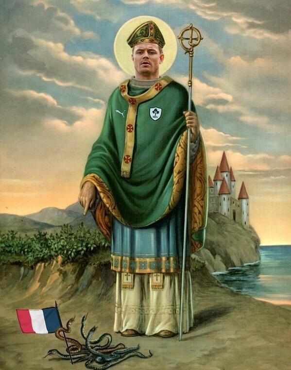 barrabest's tweet photo. Hail, glorious St. BODrick. #FRAvIRL #6nations http://t.co/GTFFZbDC0v
