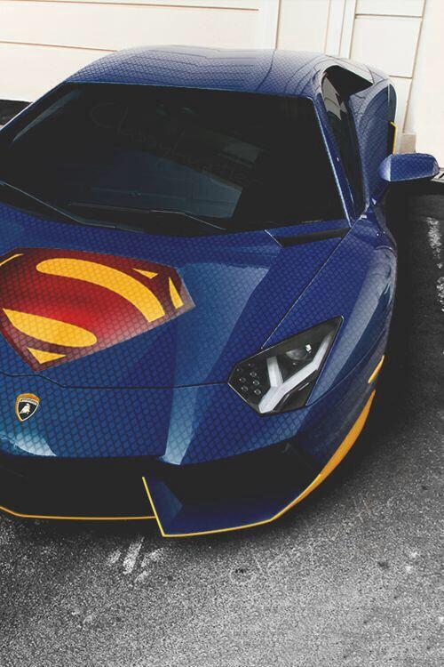 Carfluence's tweet photo. Superman Lamborghini http://t.co/S5BEaROn9z