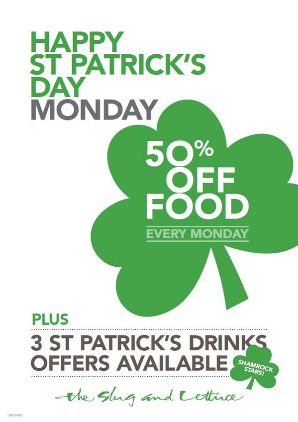 Find the Shamrock hidden in the pub on St Patricks Day Monday and win a prize! #slugpatricksday #goodies