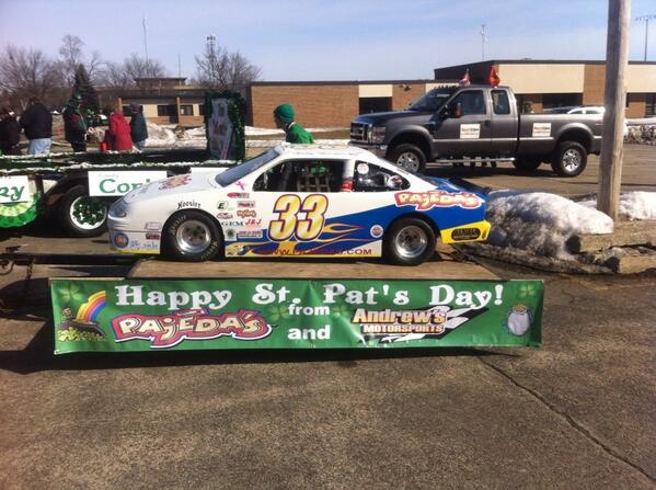 <a href="/Pajedas/">Pajeda's</a> SuperCup car is ready for the St. Pat's Day Parade!! #palatine#snacks#I'mirishtoday#cornbeefncabbage