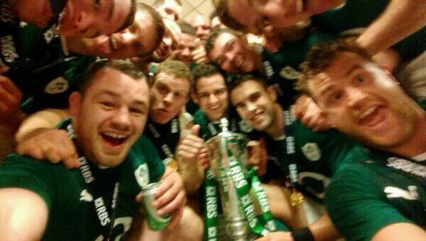 JOEdotie's tweet photo. We always loved a selfie here at #JOEtowers Well done Ireland!! #6nations this should overtake the Oscar selfie!! http://t.co/iiIBuShVGk