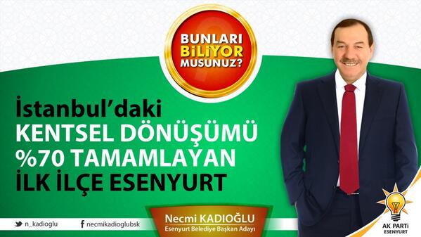 Esenyurt'un ve Esenyurt'lunun geleceği için yanındayız Necmi KADIOĞLU <a href="/burhangezer/">BG</a> @n_kadioglu