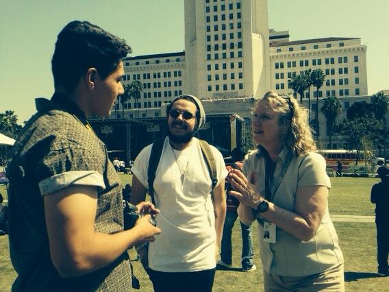 24thST's tweet photo. @24thSt so fun running into 2 of our former #aftercool students at LAUSD #Artfest, hearing how it made a difference http://t.co/LDZQODmDht