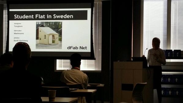 Melissa Kroskey speaking on Digital Fabrication at the #AEChack at Facebook today