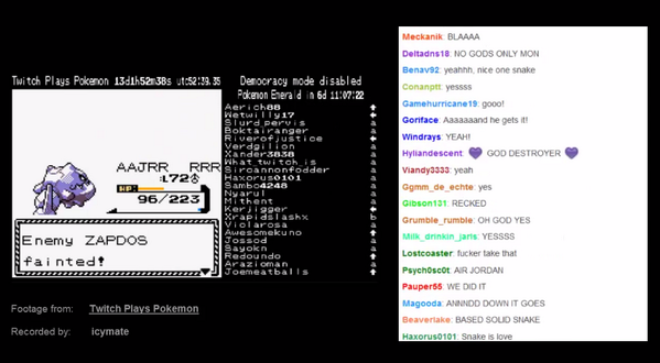 LORDSTEELIX's tweet photo. "SNAKE IS LOVE" <3 #twitchplayspokemon #MissionAccomplished http://t.co/BDOvRfsKFW