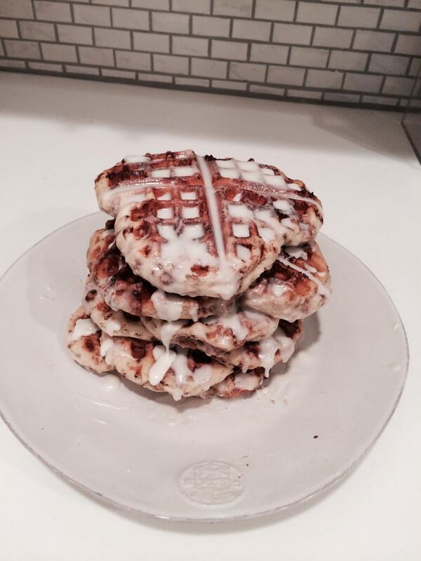 colecubelic's tweet image. Cheat night tonight @IronTribeHSV after 40 days of Paleo!! I decided on cinnamon roll waffles!!! #notpaleo #notprimal