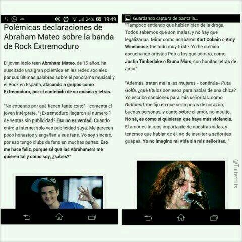 TuiterHits's tweet photo. ¿Abraham Mateo criticando las canciones de Extremoduro? Qué pena de chaval.. http://t.co/fZcL1BbSh1