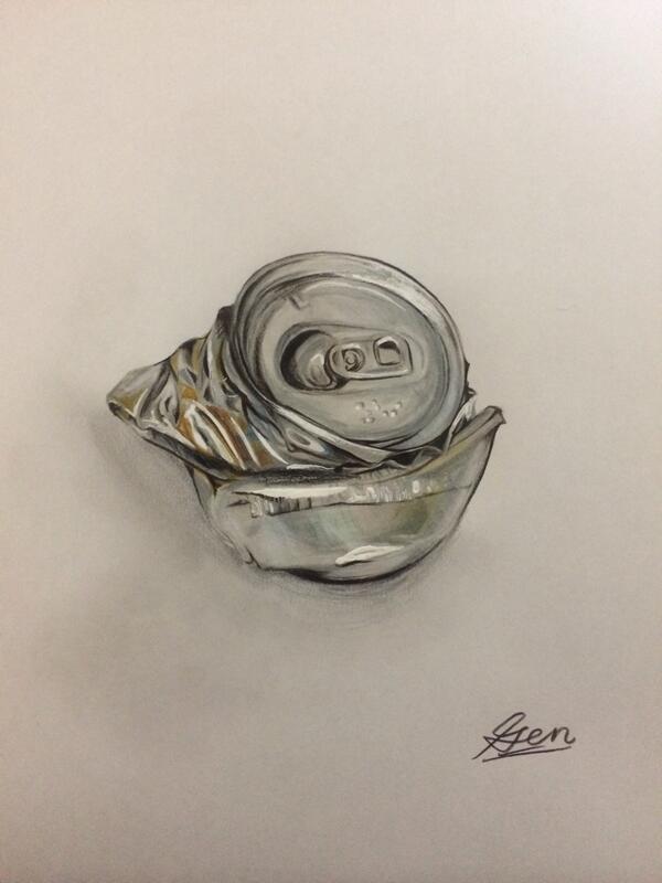 Gennosuke 色鉛筆で潰れた空き缶描きました 上手いと言ってくれる人rt Http T Co Fadrgfgfgr