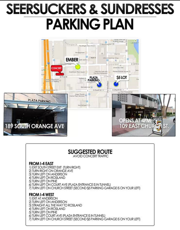 TgainesEnt's tweet photo. Suggested route for folks coming to #seersuckersandsundresses tomorrow since there'll be an outdoor concert nearby http://t.co/PQBXjKP1xr