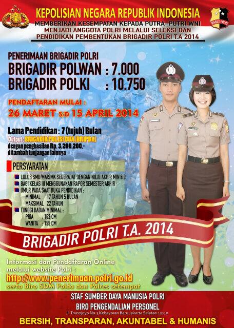 Iya mau daftar nih. RT <a href="/AKPOL_/">Akademi Kepolisian</a> Pendaftaran Brigadir Polri T.A. 2014 dibuka tanggal 26 Maret - 15 April 2014