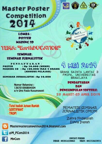 Master Poster Competition 2014.  Dapatkan total hadiah jutaan rupiah!  (via @M_PCom2014)