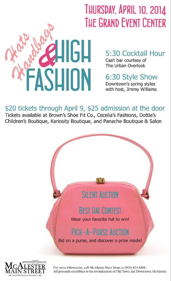 mactownchamber's tweet photo. McAlester Main Street Style Show April 10th The Grand Event Center http://t.co/txHcdrOFTx