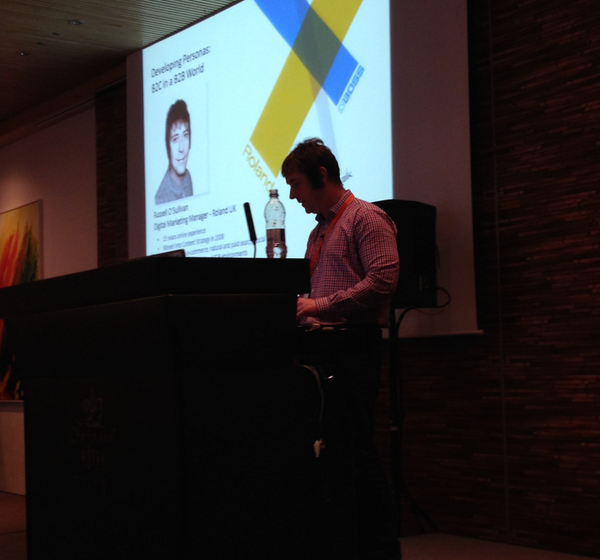 NedPoulter's tweet photo. Up Now, the Awesome @russosullivan Talking about Design Personas for Digital at #RIMC14 http://t.co/1uiUfzslXW