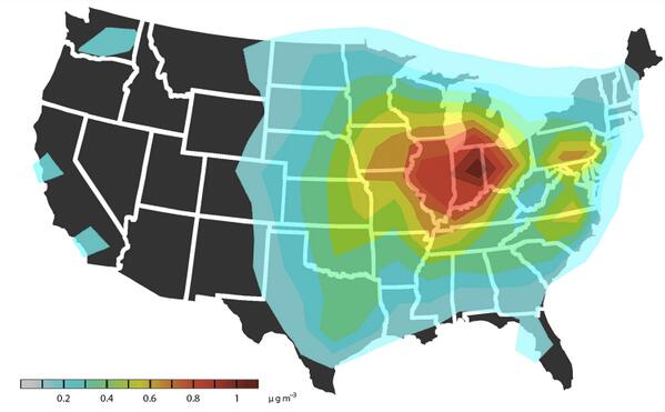 NASA's tweet photo. Health costs from agricultural air pollution greater than estimated: http://t.co/AYOHERoDq2 #earthrightnow  http://t.co/m6wv90KPyP