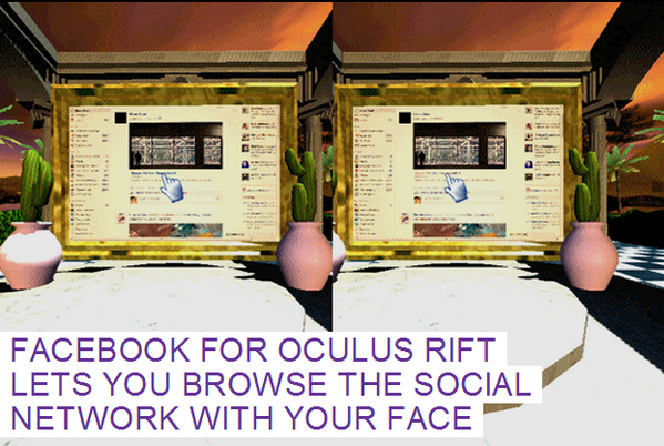 kitson's tweet image. Rudimentary #UI #UX, but intriguing. RT @BurnsEnt: #Facerift lets you browse #Facebook in VR. mf.tt/DcUV4