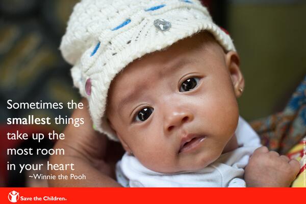 SavetheChildren's tweet photo. "Sometimes the smallest things take up the most room in your heart." ~ Winnie the Pooh http://t.co/OFZjC8KiPn