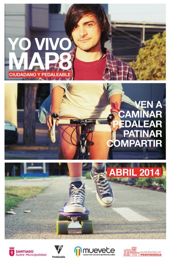 map8pedaleable's tweet photo. Atentos! Se viene abril, se viene #YoVivoMap8 2014 / @pedaleable_org #mueveteStgo @Muni_Stgo @Muni_provi http://t.co/xKaI114ODU