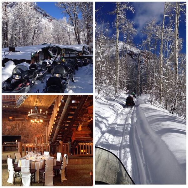 firstincentive's tweet photo. What better way to explore Aspen's backcountry than on snowmobile? Lunch at a rustic ranch #perfect #funforgroups http://t.co/qzwfq8o63u