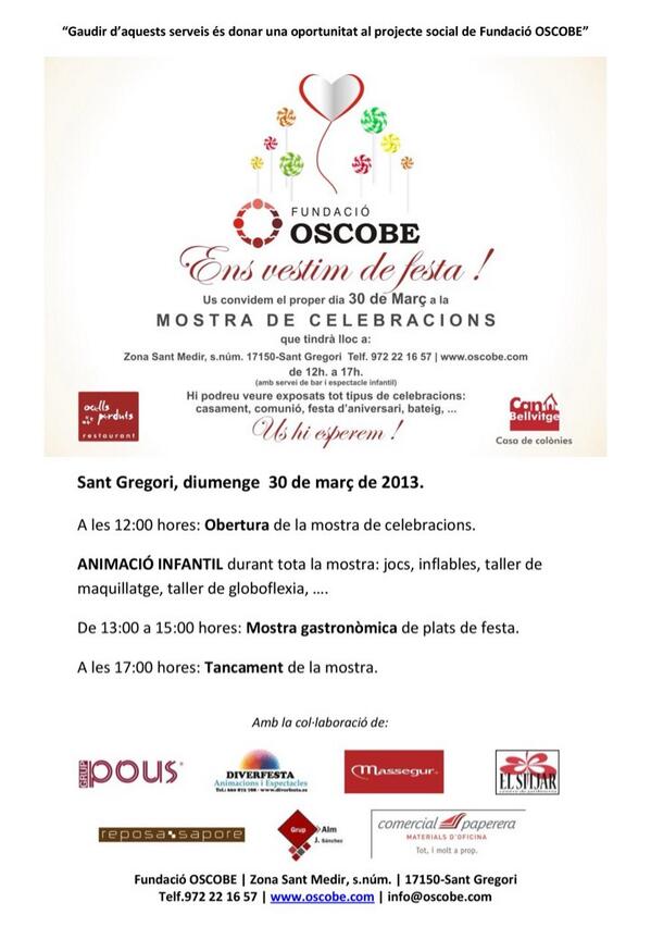 Si aquest diumenge de 12 a 17 hores no tens plans recorda que a <a href="/OSCOBE/">Fundació OSCOBE</a> hi ha un munt d'activitats!!