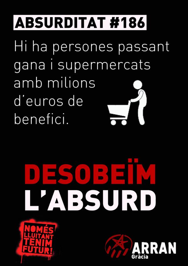 ARRANGracia's tweet photo. [COMUNICAT] #DesobeimLabsurd. Acció: Expropiem el Dia! http://t.co/Y5BbL4qEaY @Arran_jovent @cupnacional @COSnacional http://t.co/mXz3k18vTU