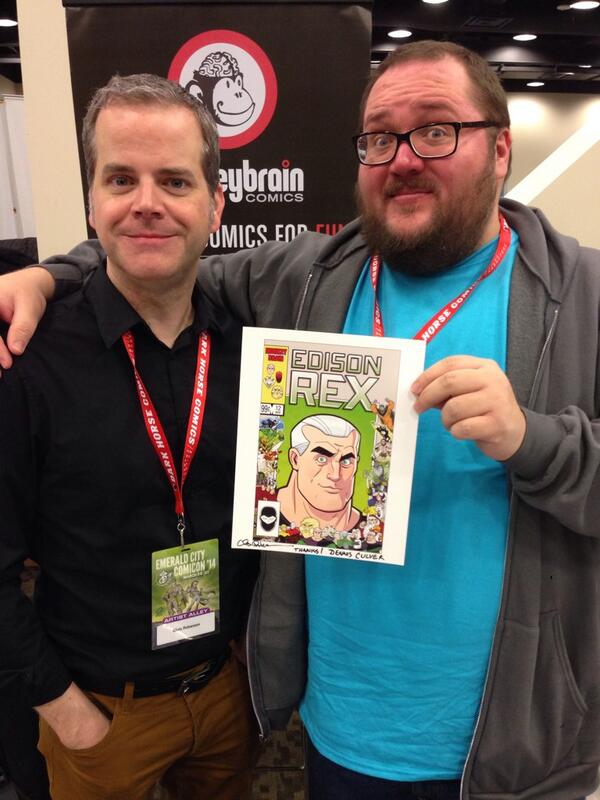 kvl_bye's tweet photo. Team #EdisonRex @chris_roberson & @dennisculver of @Monkeybrain_inc #ECCC2014 http://t.co/uQu1X4I0GG