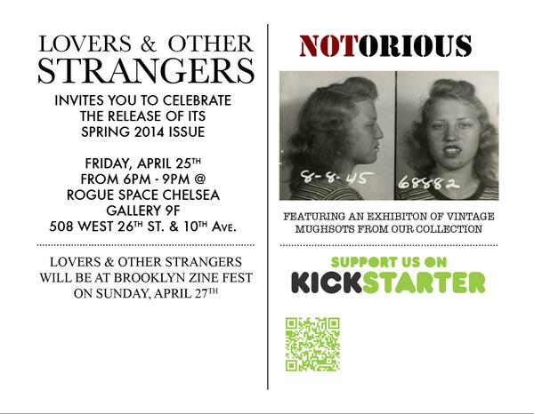 Found_Photos's tweet photo. Vintage mugshots on dispay at our Lovers &amp; Other Strangers Spring 2014 release party on Apr. 25 at @RogueSpace http://t.co/1chfaUHM8O